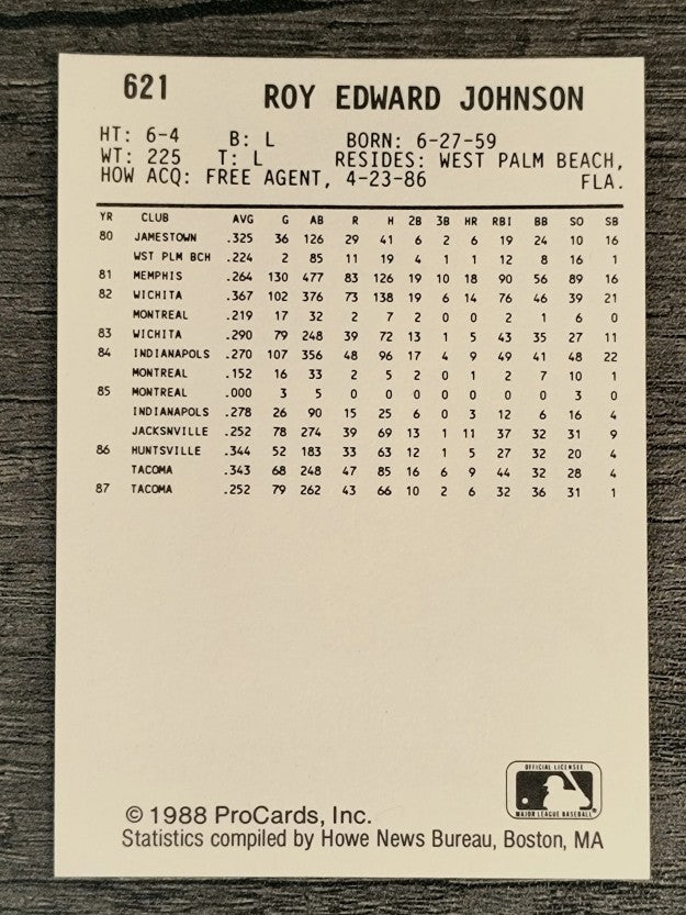 1988 Tacoma Tigers ProCards #621 Roy Johnson