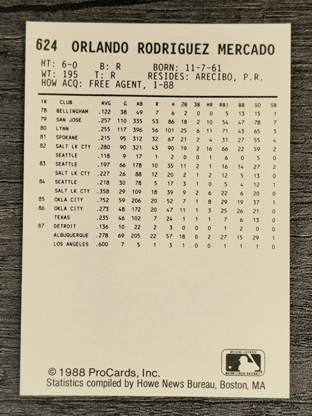 1988 Tacoma Tigers ProCards #624 Orlando Mercado