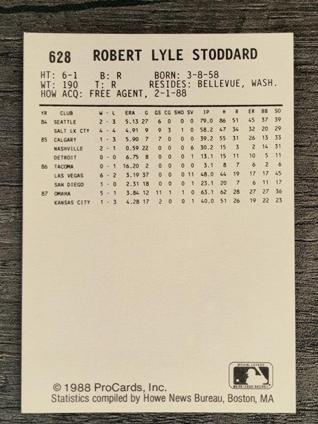 1988 Tacoma Tigers ProCards #628 Bob Stoddard