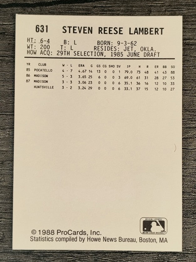 1988 Tacoma Tigers ProCards #631 Reese Lambert