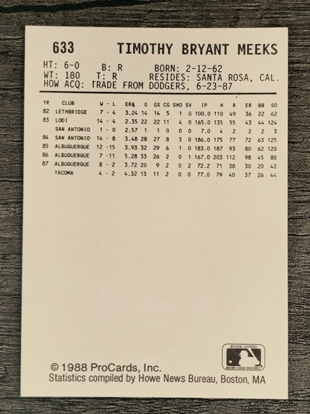 1988 Tacoma Tigers ProCards #633 Tim Meeks