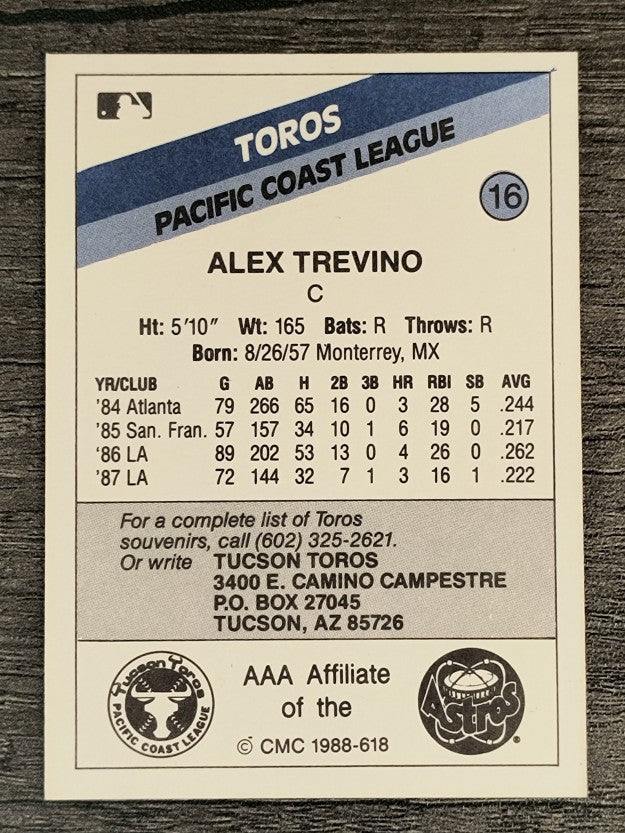 1988 Tucson Toros CMC #16 Alex Trevino