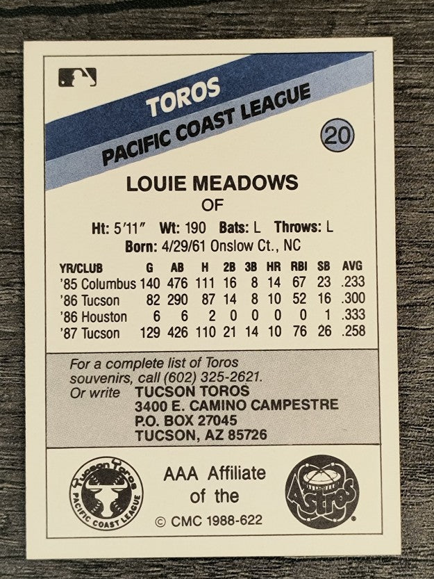1988 Tucson Toros CMC #20 Louie Meadows