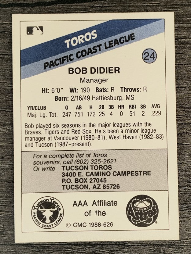 1988 Tucson Toros CMC #24 Bob Didier