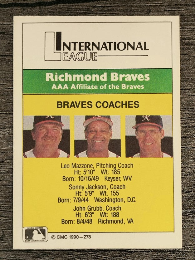 1990 CMC #278 Leo Mazzone CO