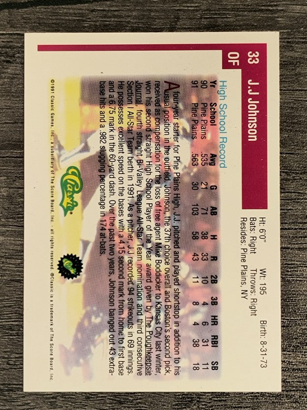 1991 Classic Draft Picks #33 J.J. Johnson