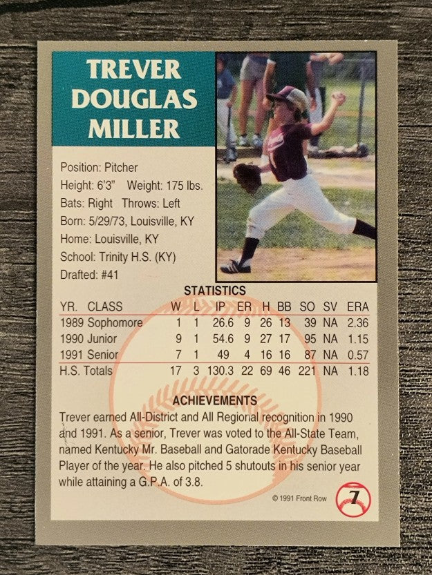 1991 Front Row Draft Picks #7 Trever Miller
