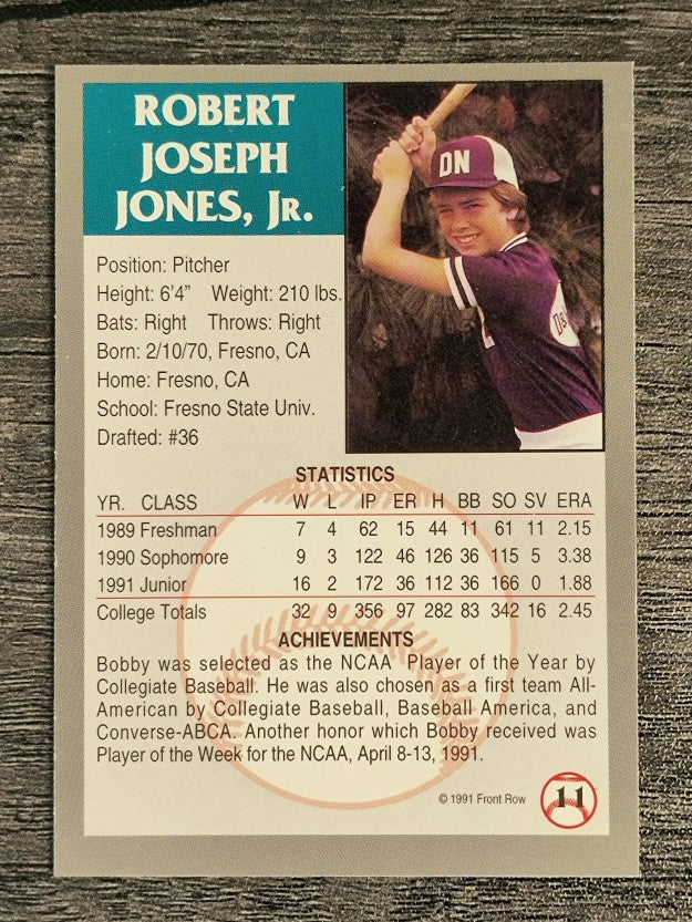 1991 Front Row Draft Picks #11 Bobby Jones