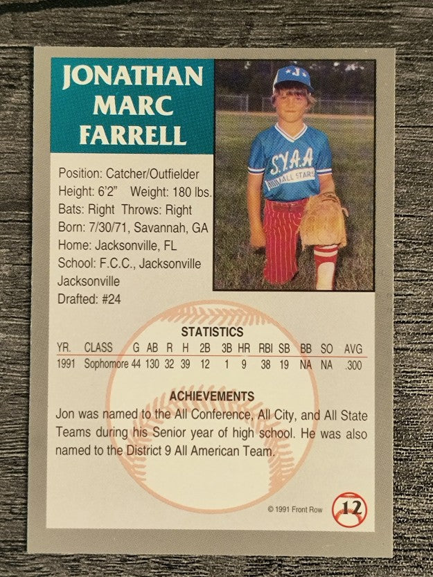 1991 Front Row Draft Picks #12 Jon Farrell