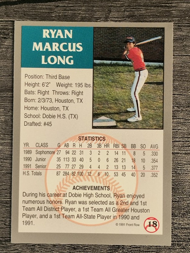 1991 Front Row Draft Picks #18 Ryan Long
