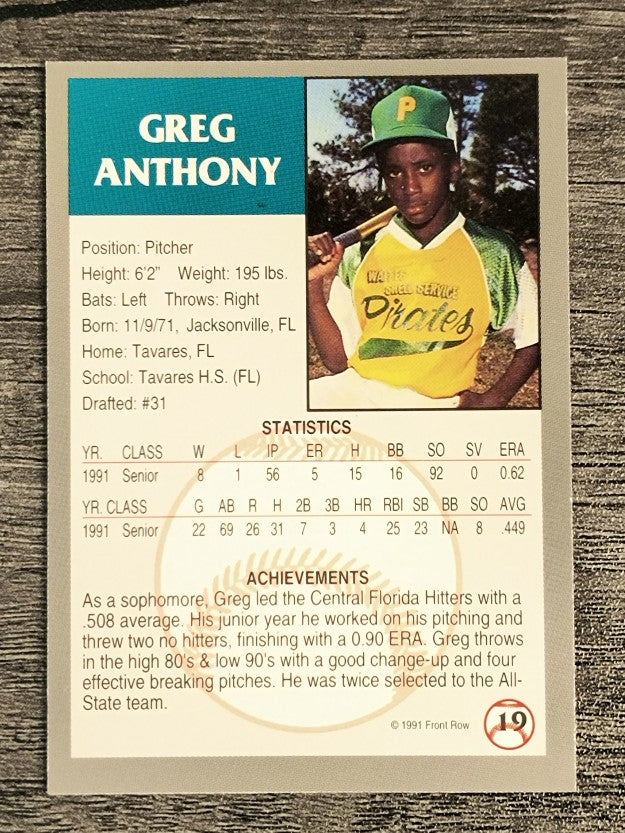 1991 Front Row Draft Picks #19 Greg Anthony