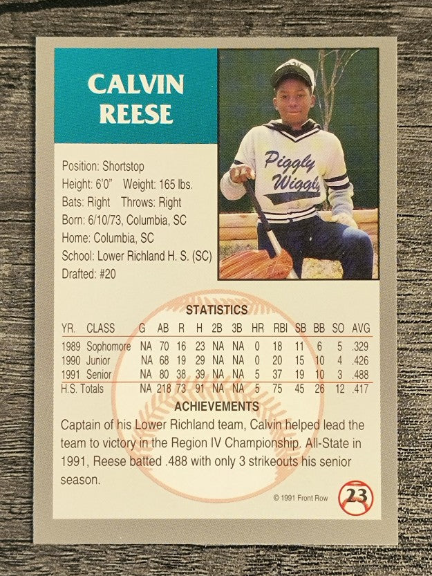 1991 Front Row Draft Picks #23 Pokey Reese