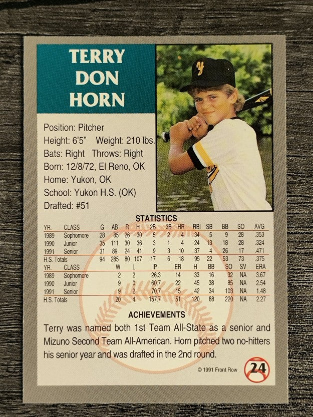 1991 Front Row Draft Picks #24 Terry Horn