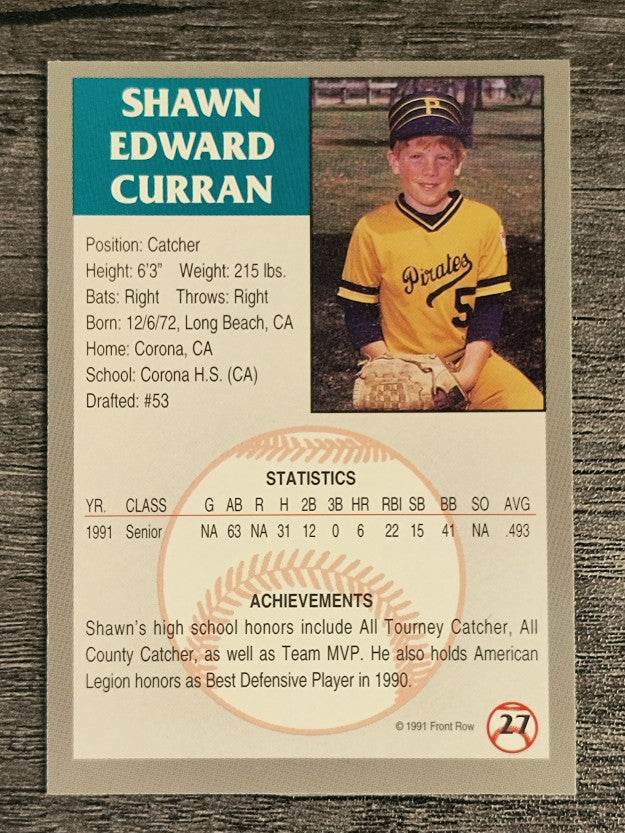 1991 Front Row Draft Picks #27 Shawn Curran