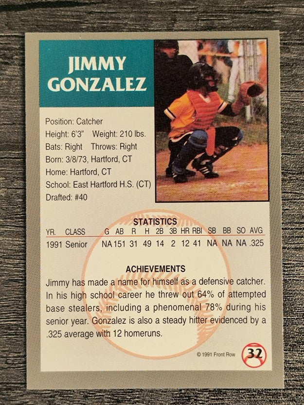 1991 Front Row Draft Picks #32 Jimmy Gonzalez