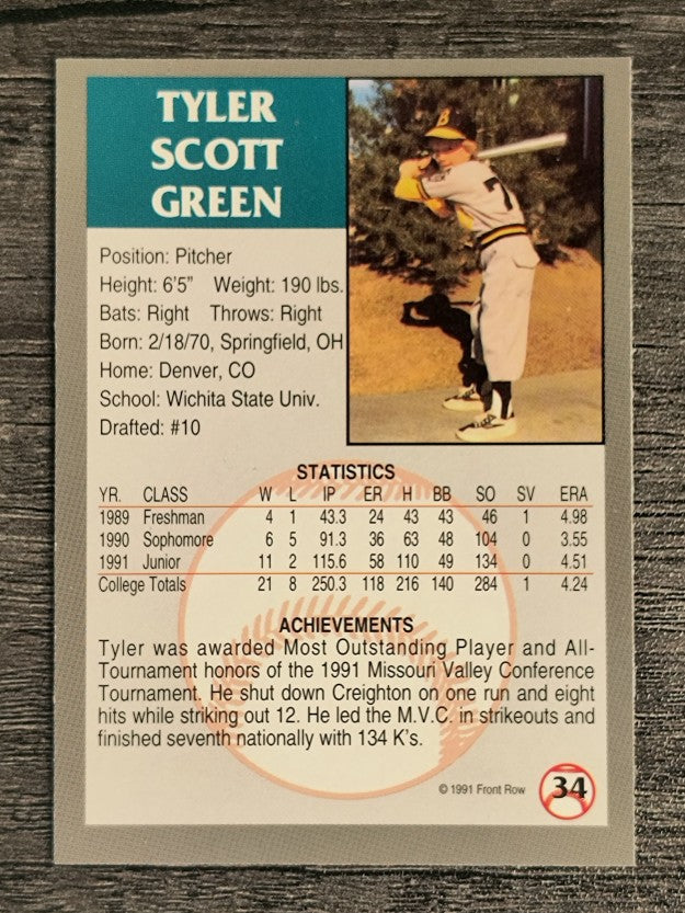 1991 Front Row Draft Picks #34 Tyler Green