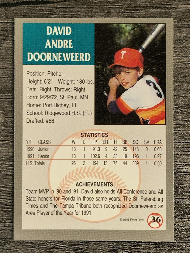 1991 Front Row Draft Picks #36 Dave Doorneweerd