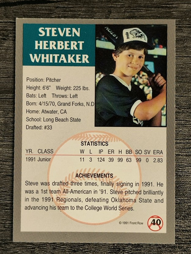 1991 Front Row Draft Picks #40 Steve Whitaker