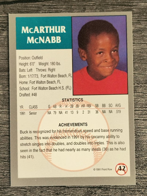 1991 Front Row Draft Picks #42 Buck McNabb