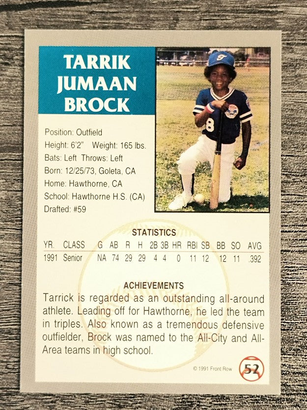 1991 Front Row Draft Picks #52 Tarrik Brock