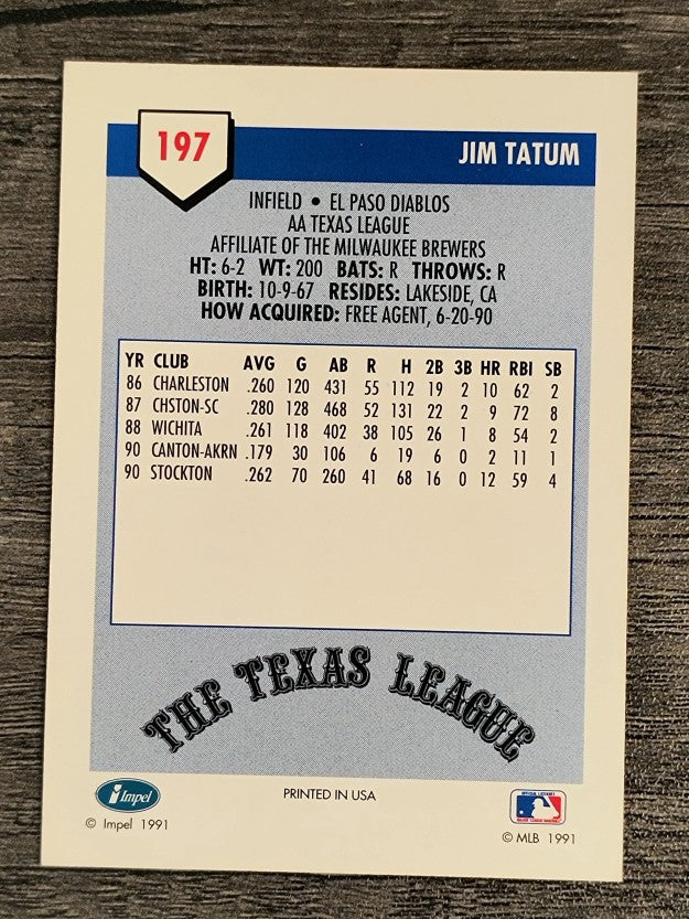 1991 Line Drive AA #197 Jim Tatum
