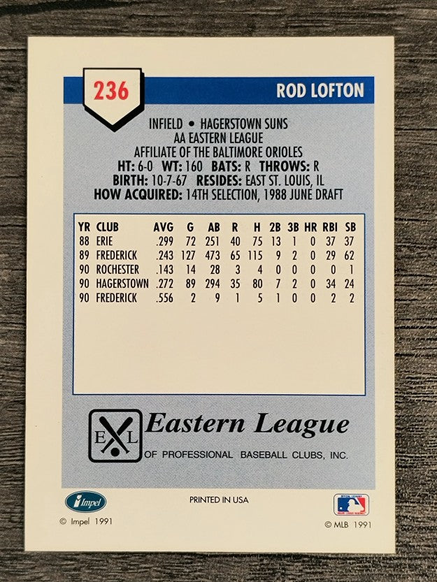 1991 Line Drive AA #236 Rod Lofton