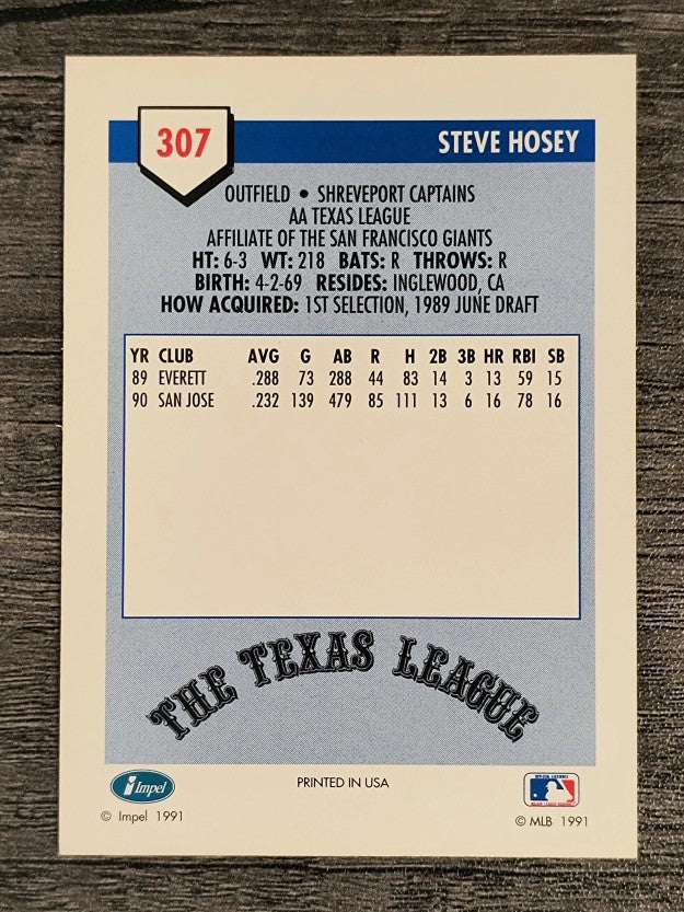 1991 Line Drive AA #307 Steve Hosey