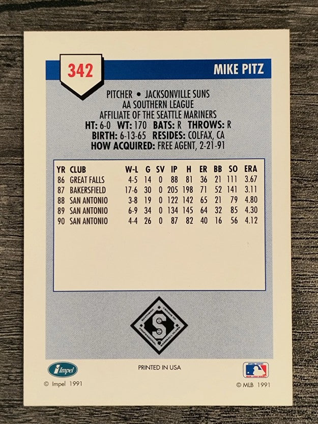 1991 Line Drive AA #342 Mike Pitz