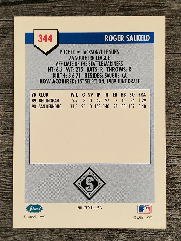 1991 Line Drive AA #344 Roger Salkeld