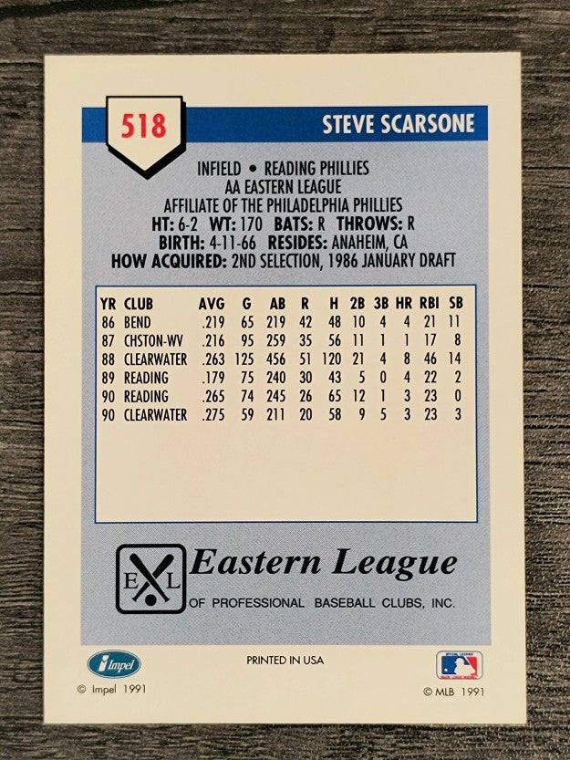 1991 Line Drive AA #518 Steve Scarsone