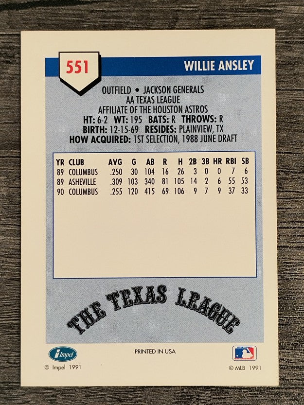 1991 Line Drive AA #551 Willie Ansley