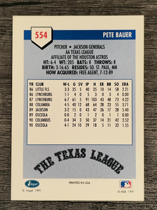 1991 Line Drive AA #554 Pete Bauer