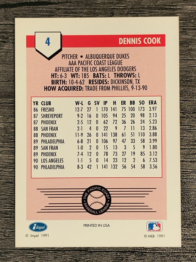 1991 Line Drive AAA #4 Dennis Cook