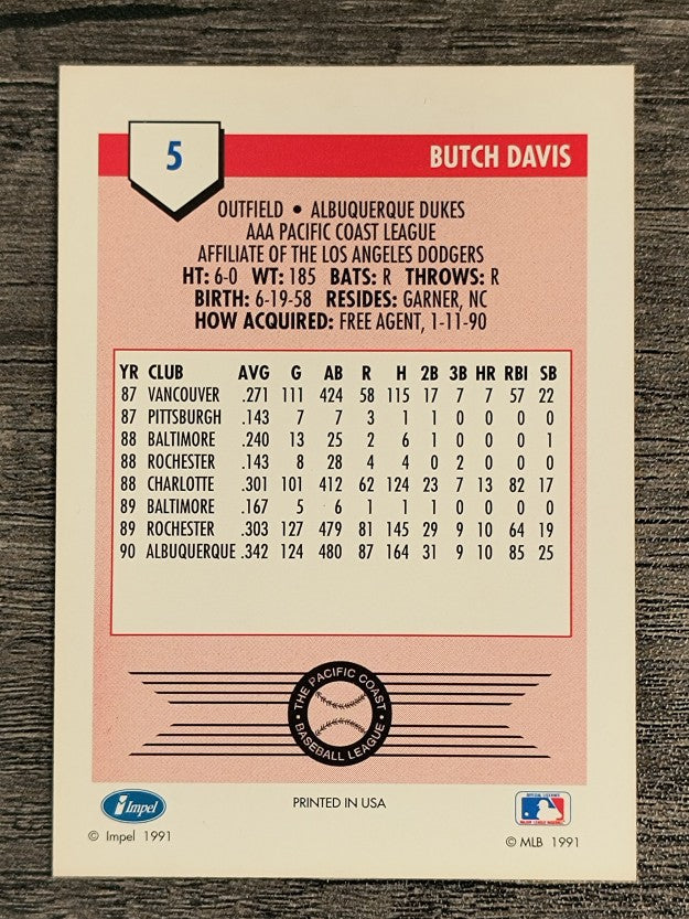 1991 Line Drive AAA #5 Butch Davis