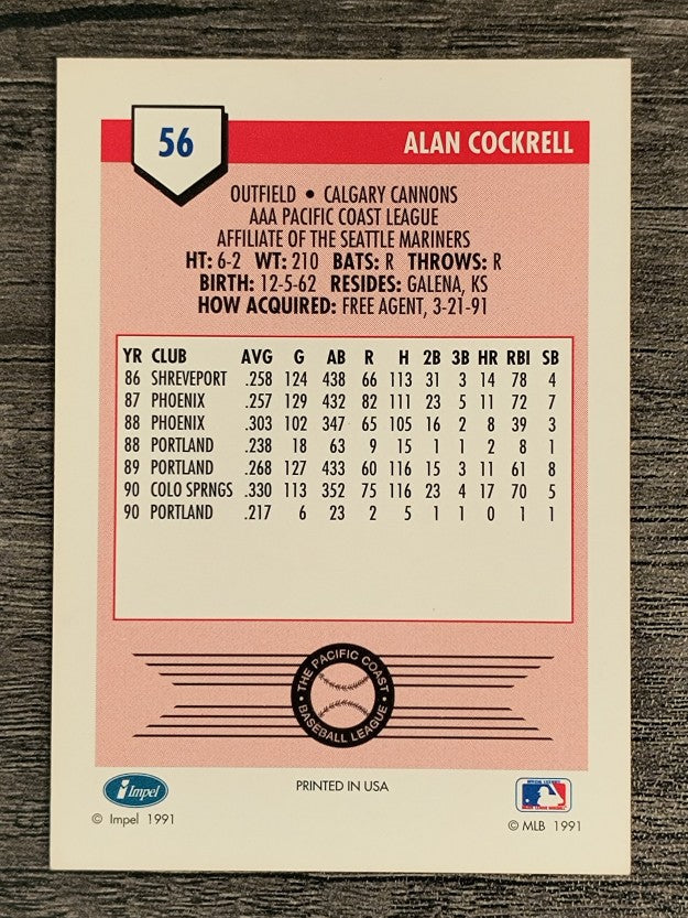 1991 Line Drive AAA #56 Alan Cockrell