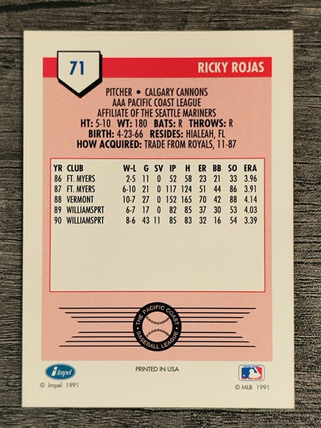 1991 Line Drive AAA #71 Ricky Rojas