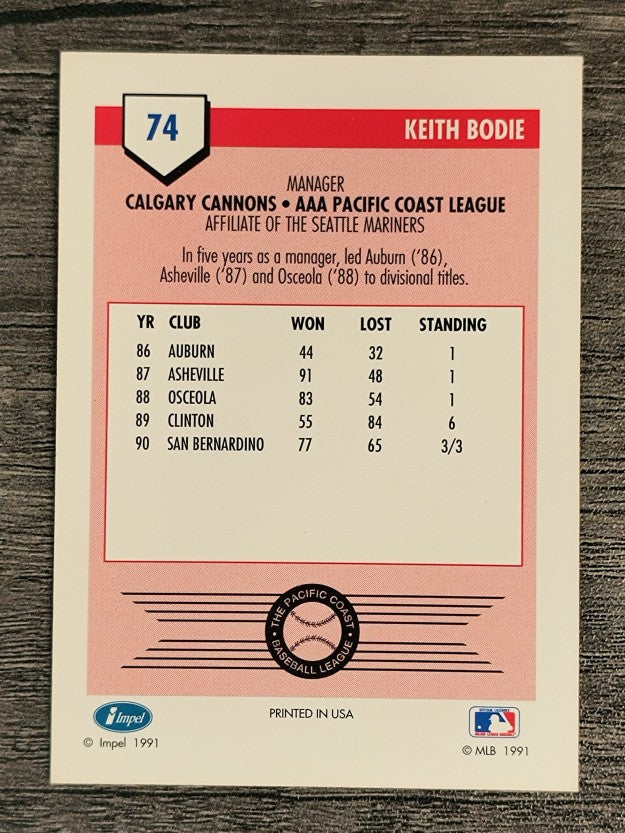 1991 Line Drive AAA #74 Keith Bodie MG