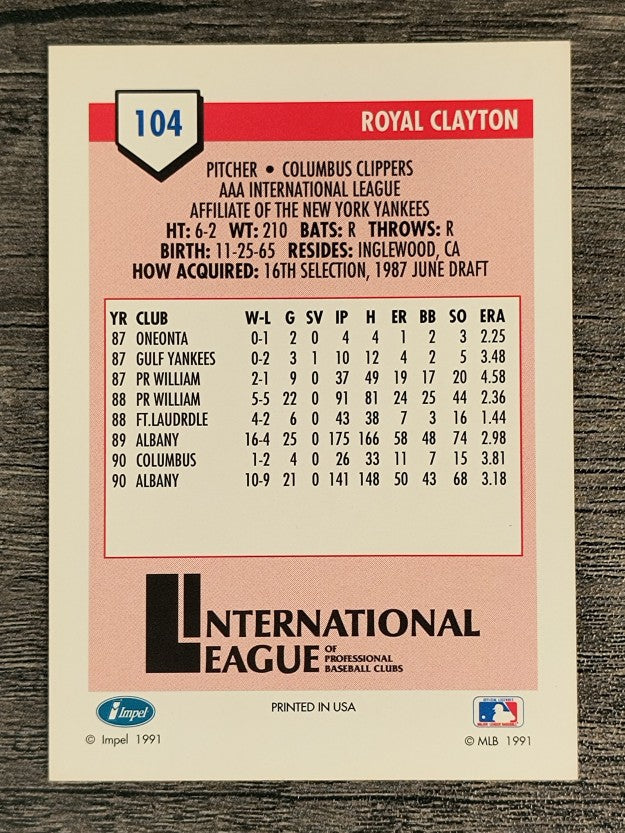 1991 Line Drive AAA #104 Royal Clayton