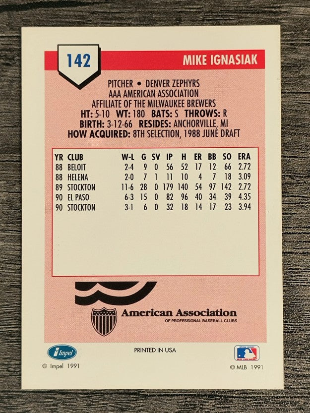 1991 Line Drive AAA #142 Mike Ignasiak