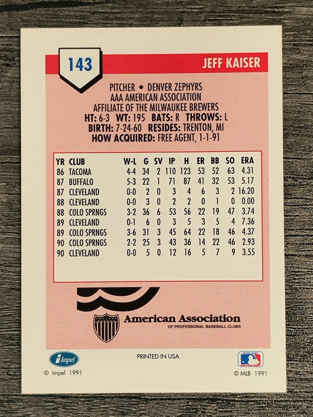 1991 Line Drive AAA #143 Jeff Kaiser
