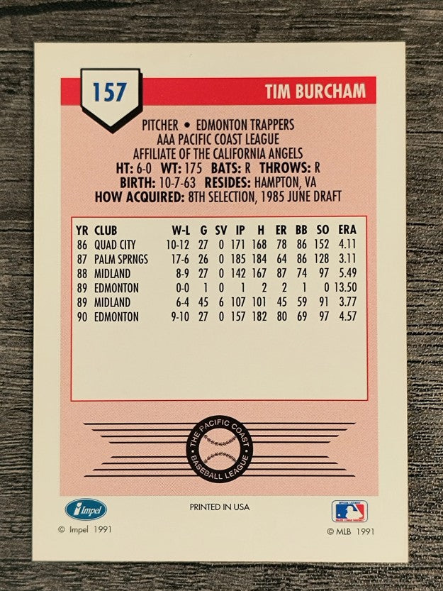 1991 Line Drive AAA #157 Tim Burcham