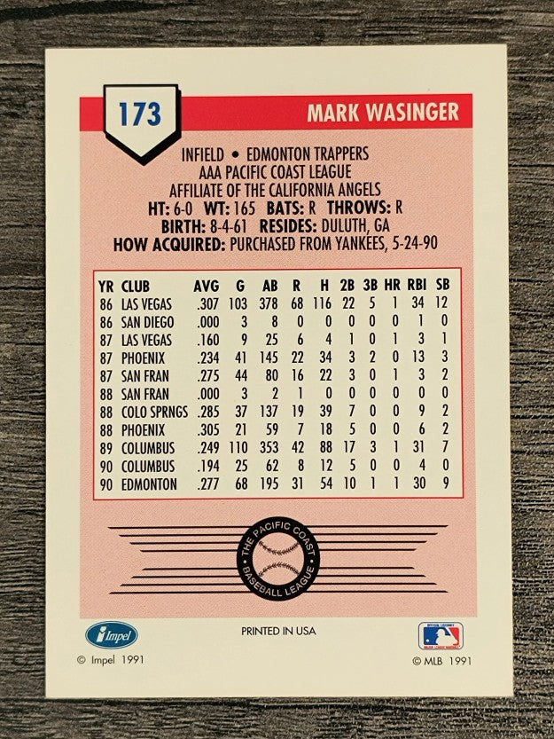 1991 Line Drive AAA #173 Mark Wasinger