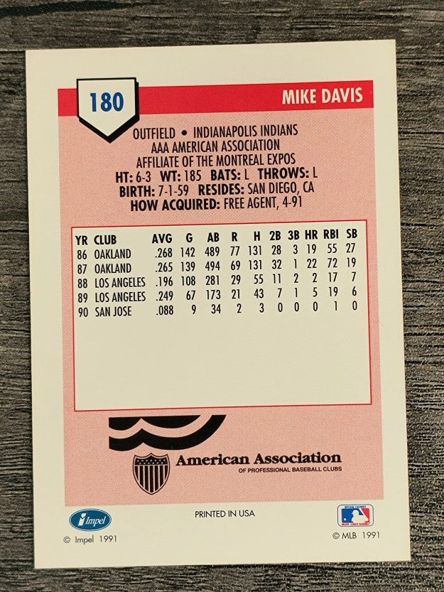 1991 Line Drive AAA #180 Mike Davis