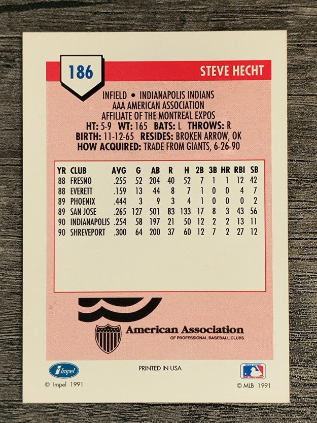1991 Line Drive AAA #186 Steve Hecht