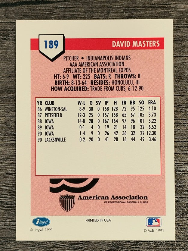 1991 Line Drive AAA #189 David Masters