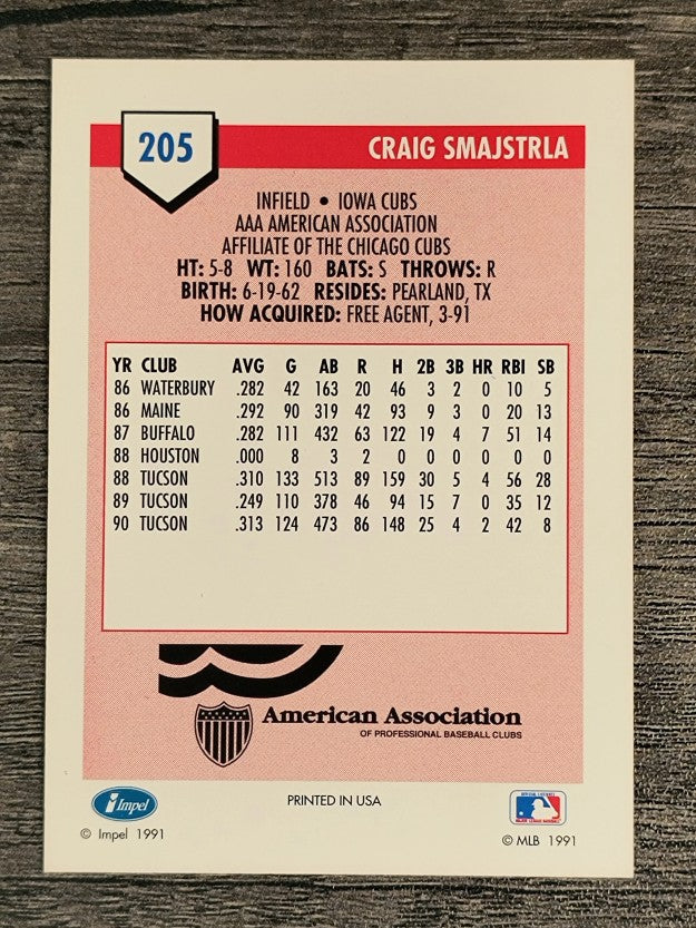 1991 Line Drive AAA #205 Craig Smajstra