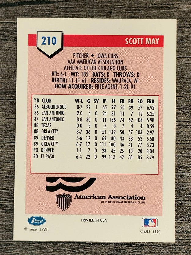 1991 Line Drive AAA #210 Scott May
