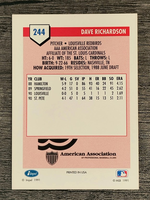 1991 Line Drive AAA #244 Dave Richardson