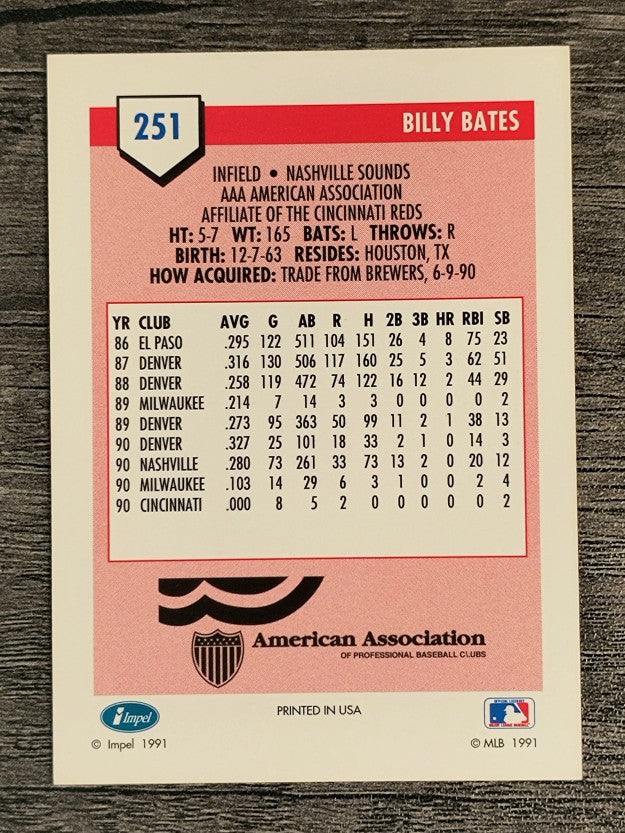 1991 Line Drive AAA #251 Billy Bates