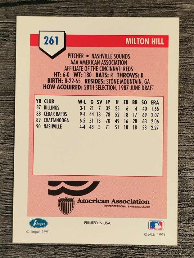 1991 Line Drive AAA #261 Milton Hill